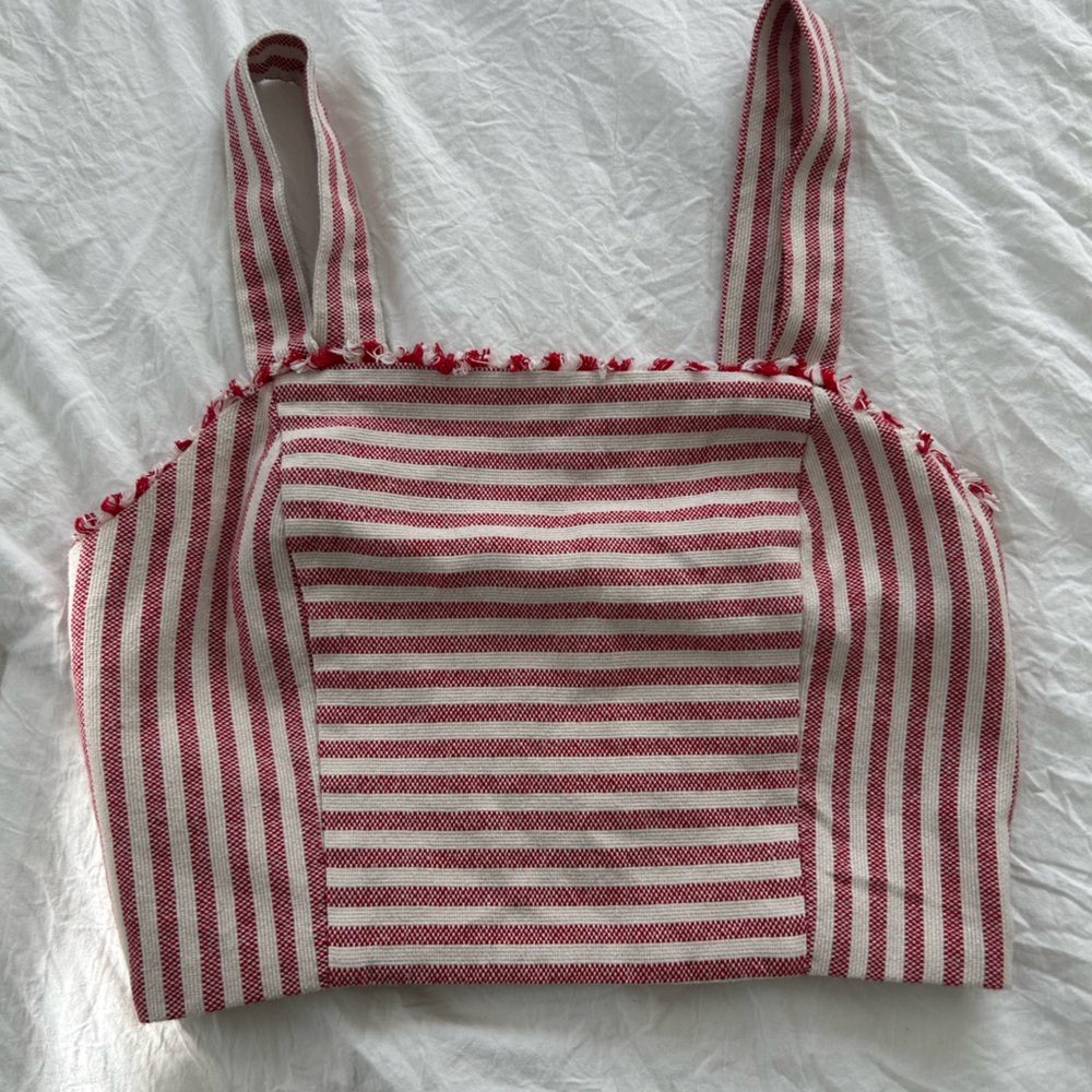 Cropped Aqua red and white top